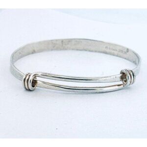 Estate Ed Levin Sterling Silver 925 Modernist Bangle Bracelet 5.5” Wrist 12.6g